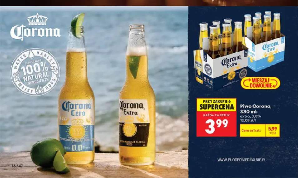 Piwo bezalkoholowe Corona Cero +1 wariant