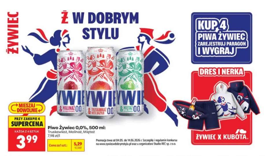 Piwo bezalkoholowe Żywiec 0,0% Truskawkaż +2 warianty