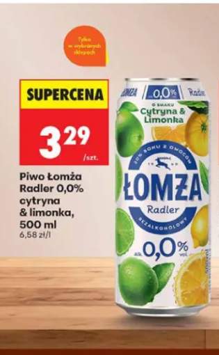 Piwo bezalkoholowe Łomża Radler 0,0% cytryna & limonka