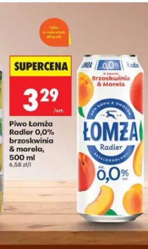Piwo bezalkoholowe Łomża Radler 0,0% brzoskwinia & morela