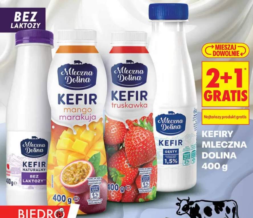 Kefir naturalny bez laktozy Mleczna Dolina +3 warianty