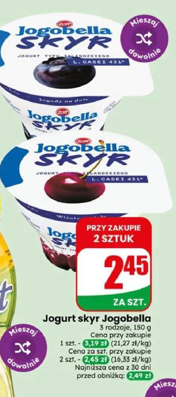 Jogurt skyr Jogobella Jagody na dole +2 warianty