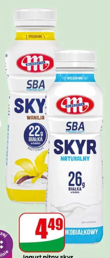 Jogurt pitny skyr Mlekovita SBA Wanilia +1 wariant