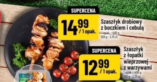 Szaszłyk drobiowy z boczkiem i cebulą