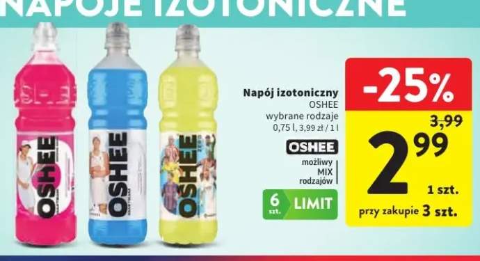 Napój izotoniczny OSHEE czerwony +2 warianty