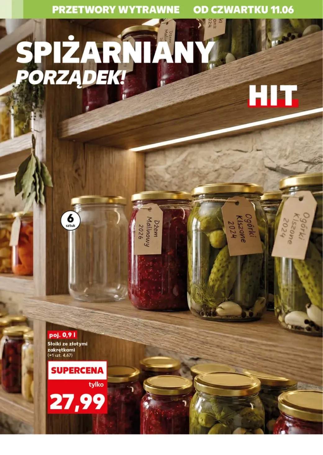 Słoiki ze złotymi zakrętkami 6-pak 0,9 l