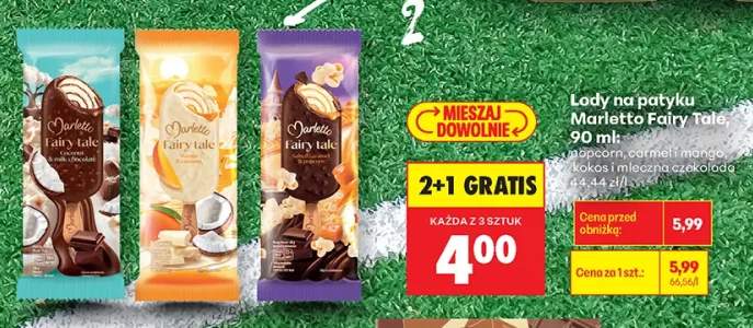 Lody na patyku Marletto Fairy Tale słony karmel i popcorn