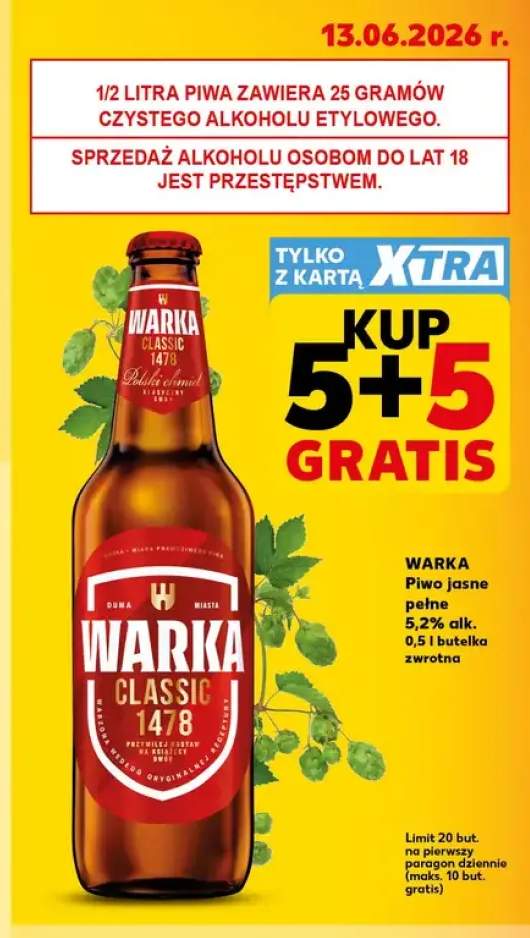 Piwo jasne pełne Warka Classic