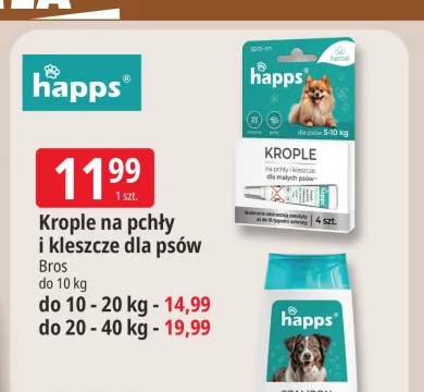 Krople na pchły i kleszcze dla psów Happs do 10 - 20 kg +2 warianty