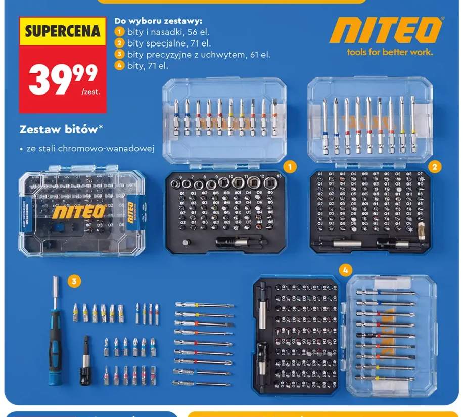 Zestaw bitów i nasadek Niteo +3 warianty