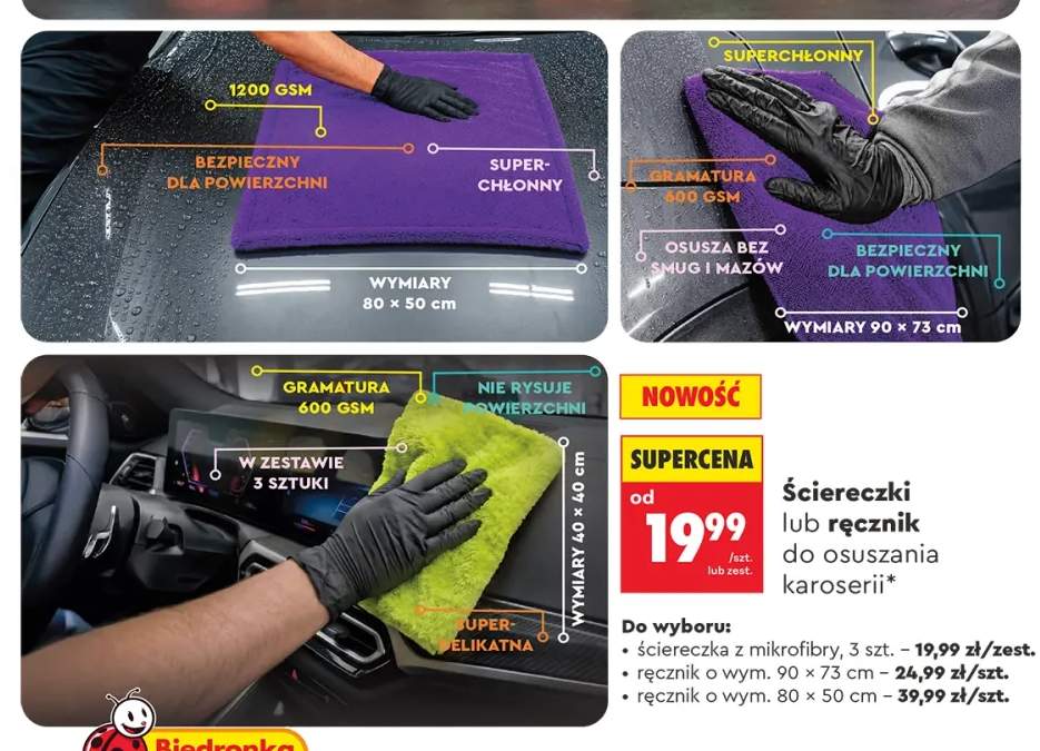 Ściereczki z mikrofibry Car Stuff 3-pak +2 warianty