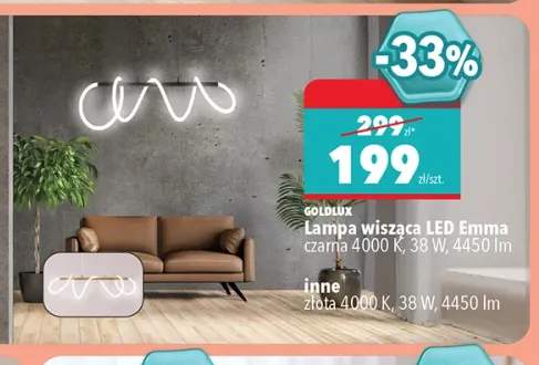 Lampa wisząca LED Goldlux Emma czarna +1 wariant