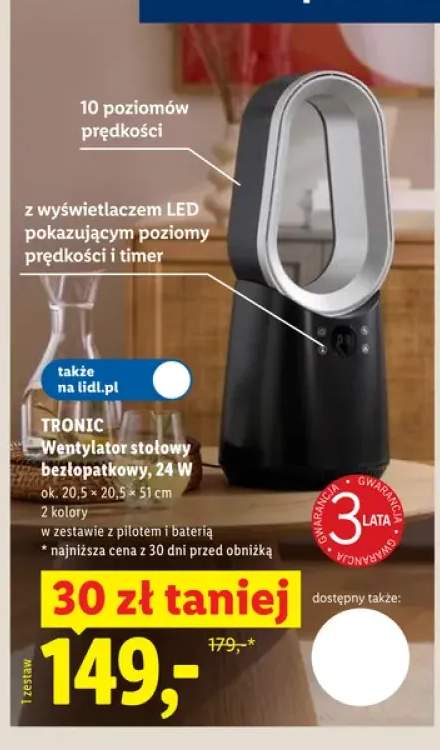 Wentylator stołowy bezłopatkowy TRONIC