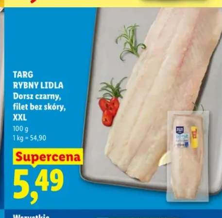 Dorsz czarny filet bez skóry XXL Targ Rybny Lidla