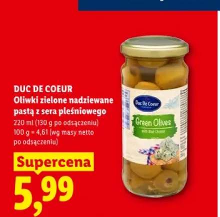 Oliwki zielone nadziewane pastą z sera pleśniowego Duc De Coeur