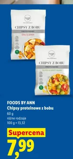 Chipsy proteinowe z bobu Foods by Ann Chili & Lemon +1 wariant