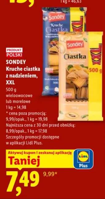 Kruche ciastka z nadzieniem wieloowocowe Sondey XXL +1 wariant