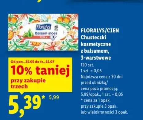 Chusteczki kosmetyczne z balsamem Floralys 3-warstwowe