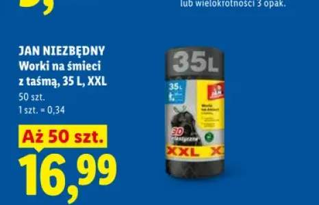 Worki na śmieci z taśmą Jan Niezbędny 35 l XXL