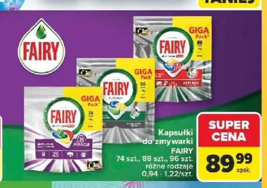 Kapsułki do zmywarki Fairy Platinum Plus 74-pak +2 warianty