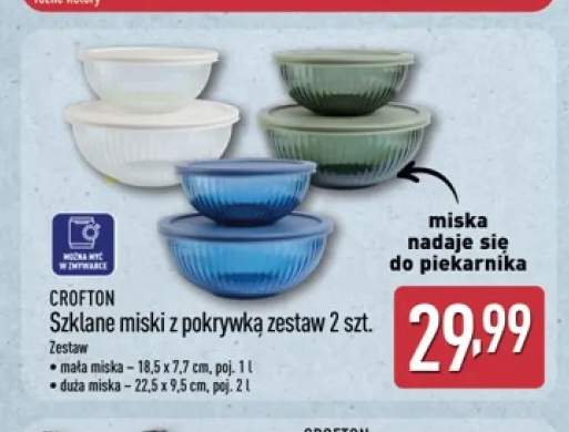Szklane miski z pokrywką Crofton 2-pak