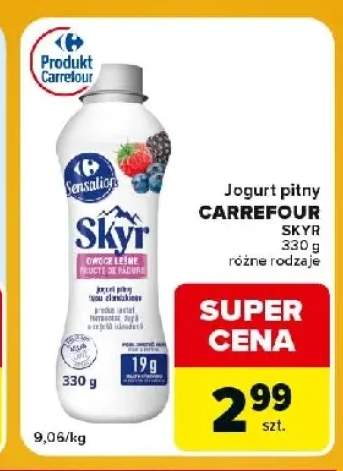 Jogurt pitny Carrefour Sensation Skyr Owoce Leśne