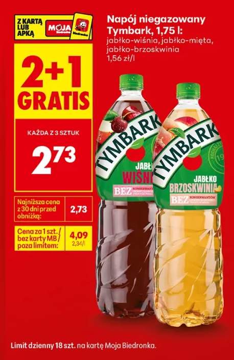 Napój niegazowany Tymbark jabłko-mięta +2 warianty