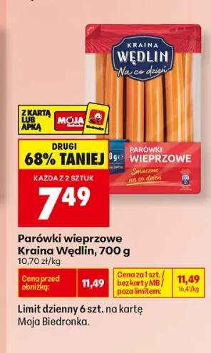 Parówki wieprzowe Kraina Wędlin