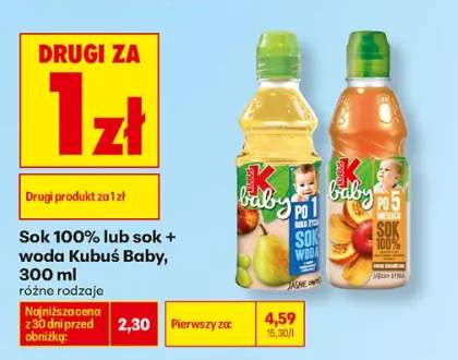 Sok z wodą Kubuś Baby +1 wariant