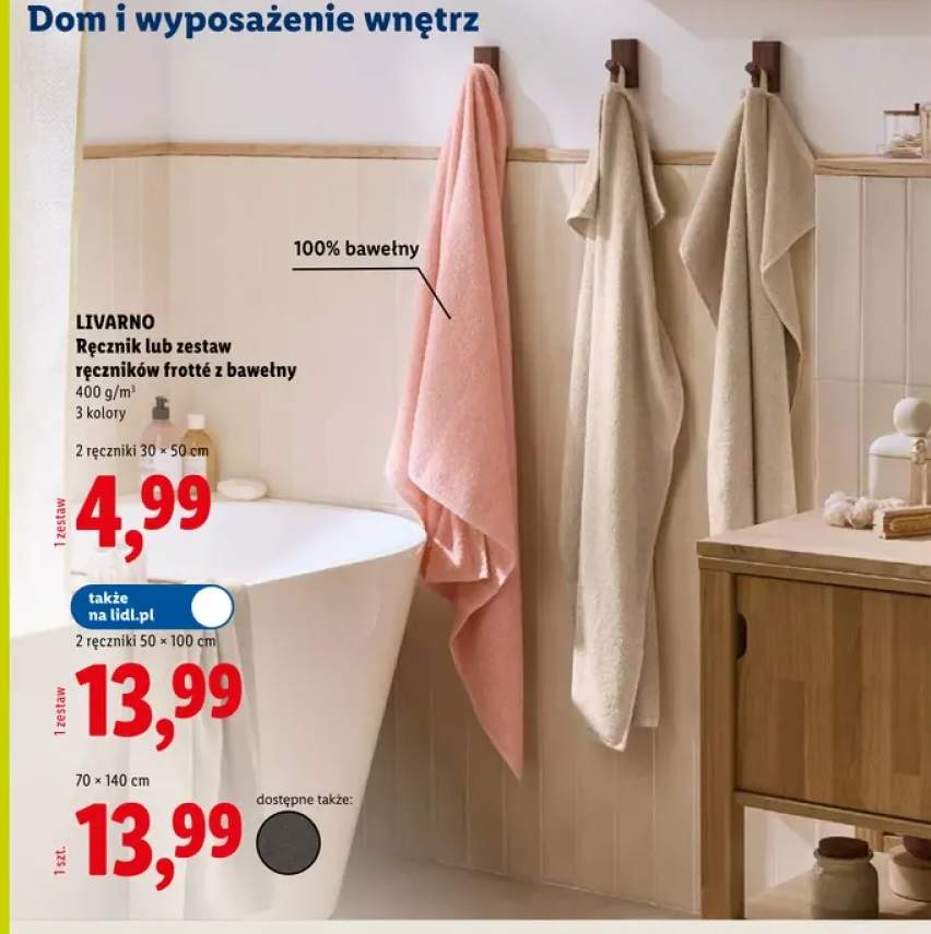 Zestaw ręczników frotté z bawełny LIVARNO 2-pak 30x50 cm +1 wariant