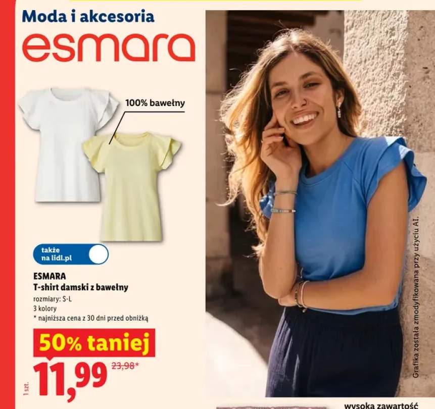 T-shirt damski z bawełny Esmara