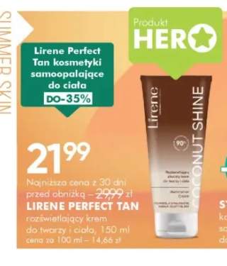 Rozświetlający krem do twarzy i ciała Lirene Perfect Tan