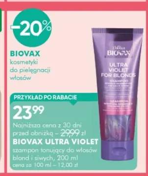 Szampon tonujący do włosów blond i siwych Biovax Ultra Violet