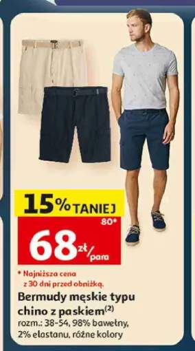 Bermudy męskie typu chino z paskiem Inextenso