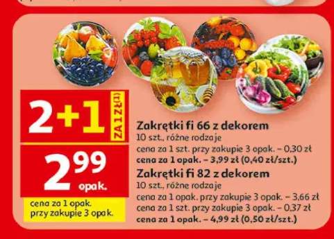 Zakrętki fi 66 z dekorem +1 wariant