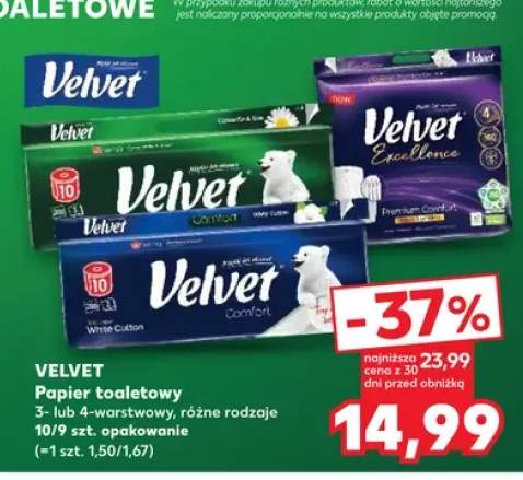 Papier toaletowy Velvet White Cotton 3-warstwowy +2 warianty