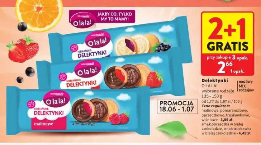 Ciastka Delektynki O la la! malinowe +6 wariantów