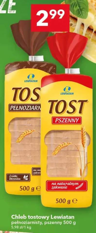 Chleb tostowy Lewiatan pełnoziarnisty +1 wariant