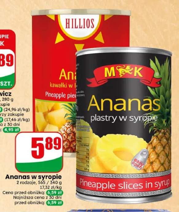 Ananas plastry w syropie MK +1 wariant