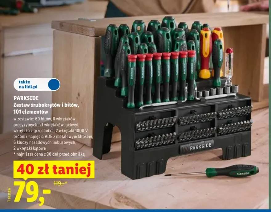 Zestaw śrubokrętów i bitów Parkside 101 elementów