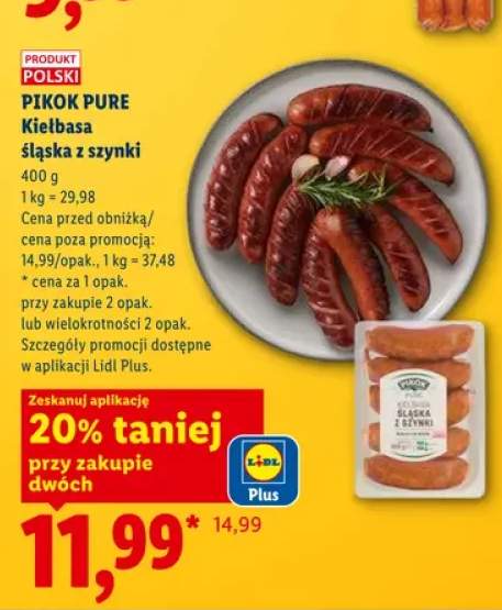 Kiełbasa śląska z szynki Pikok Pure