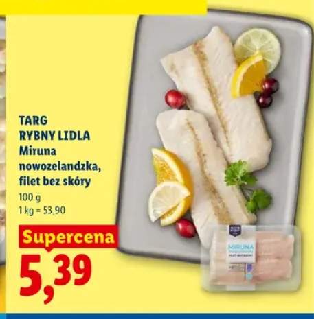 Miruna nowozelandzka filet bez skóry Targ Rybny Lidla