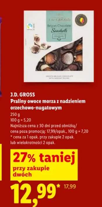 Praliny owoce morza z nadzieniem orzechowo-nugatowym J.D. Gross