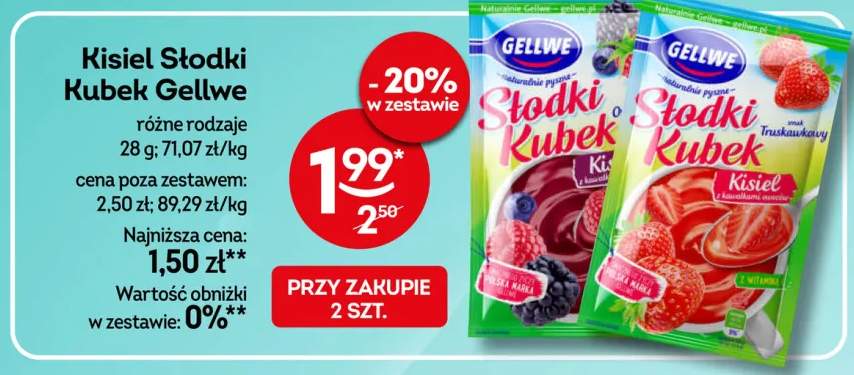 Kisiel Słodki Kubek Gellwe o smaku owoców leśnych +1 wariant