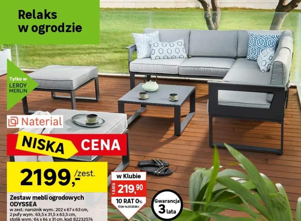 Meble ogrodowe zestaw Odyssea szare Naterial