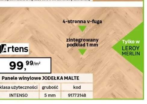Panele winylowe z podkładem jodełka klasyczna SPC Artens Intenso Extreme Malte