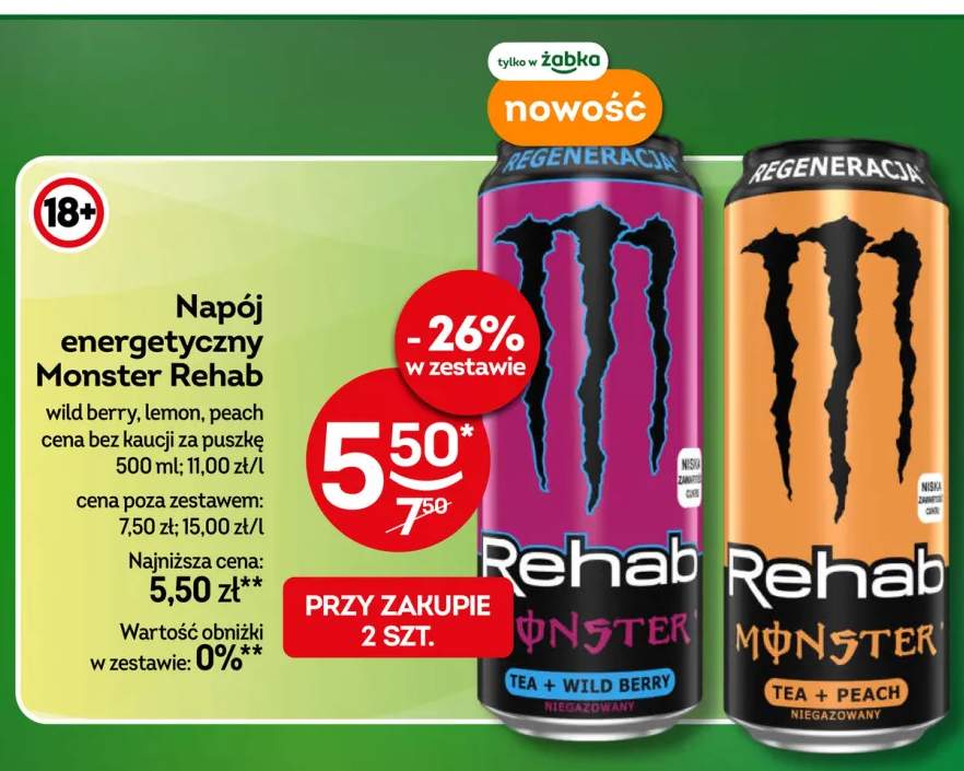 Napój energetyczny Monster Rehab Wild Berry +2 warianty