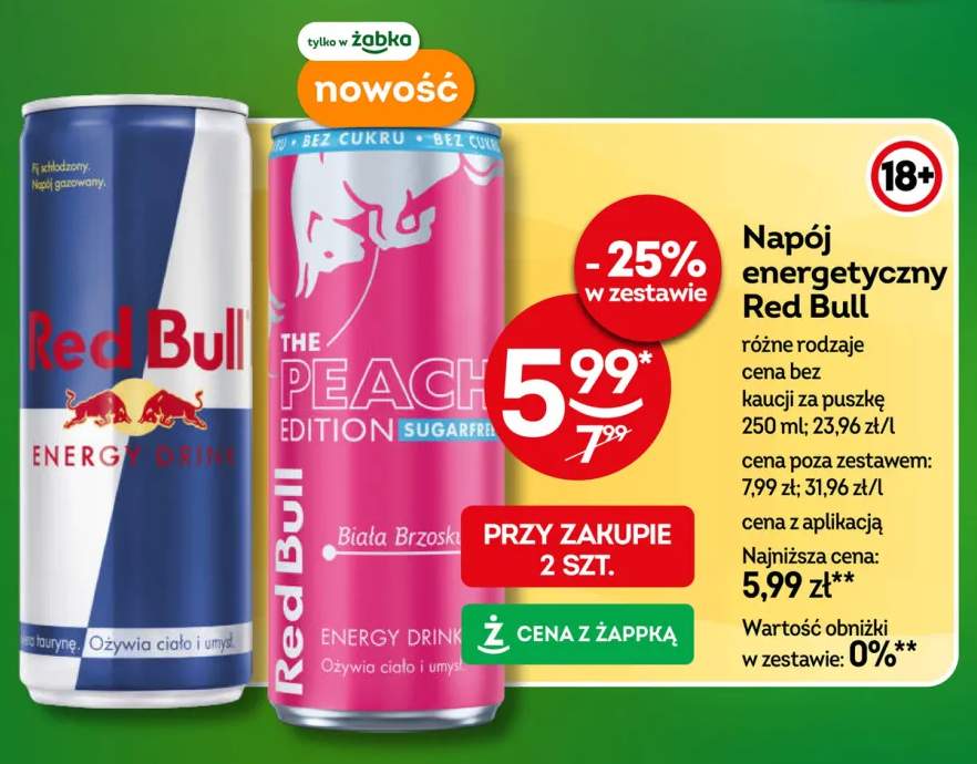 Napój energetyczny Red Bull The Peach Edition Sugarfree +1 wariant