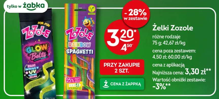 Żelki Glow Belts Zozole +1 wariant