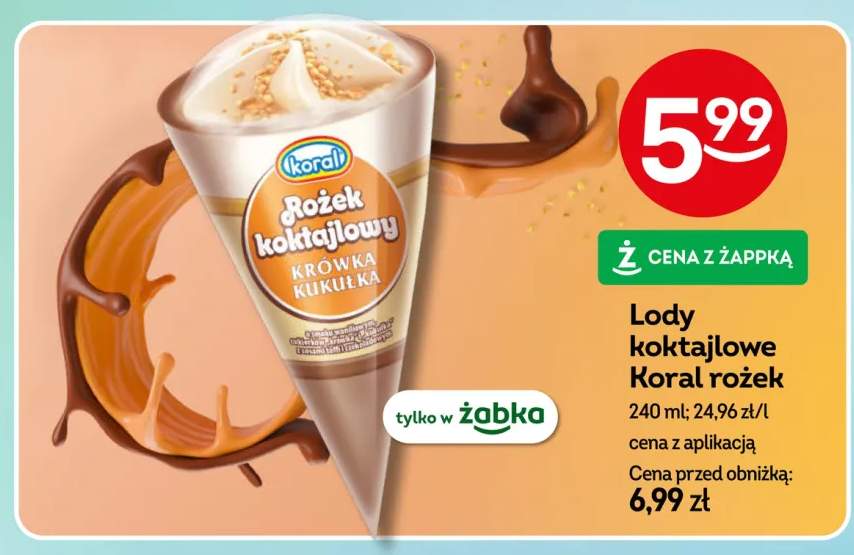 Lody koktajlowe Koral rożek